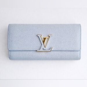 Louis Vuitton Light Blue Capucines Long  Leather Wallet